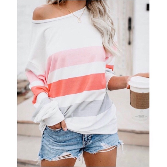 CLEARANCE! Oversized Striped Long Sleeve Top - Picture 3 of 9